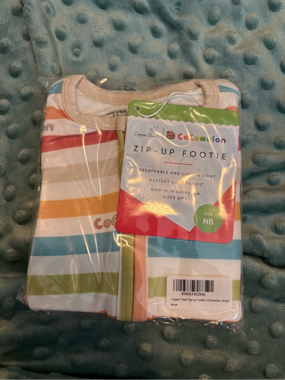 CoComelon Zip-Up Footie – Multicolor Stripe (NB)